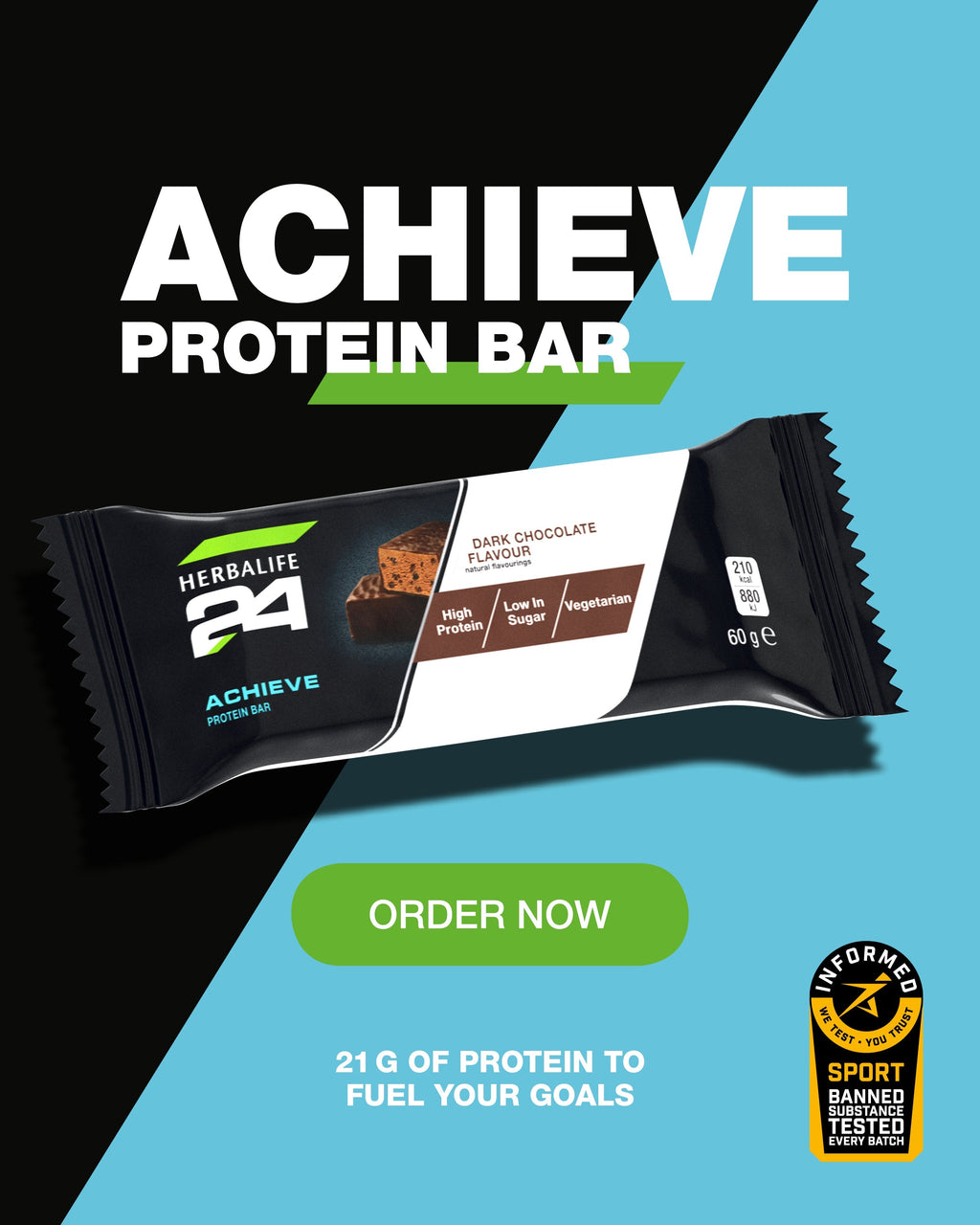 H24 Achieve Bar Dark Chocolate 6 x 60g bars per box